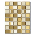 Golden Beige Geometric Blocks Rug