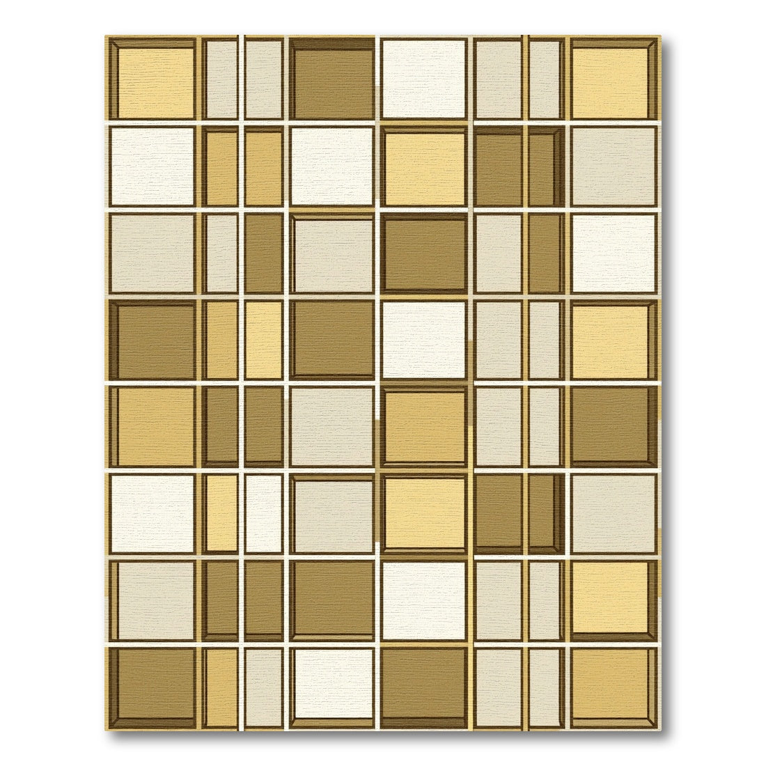 Golden Beige Geometric Blocks Rug