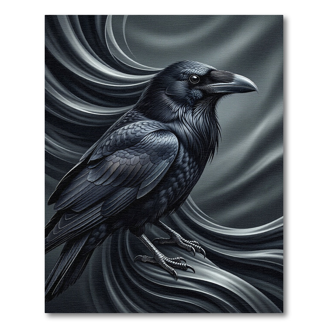 Monochromatic Raven Flowing Fabric Rug