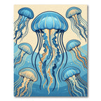 Ethereal Blue Jellyfish Marine Ocean Art Rug