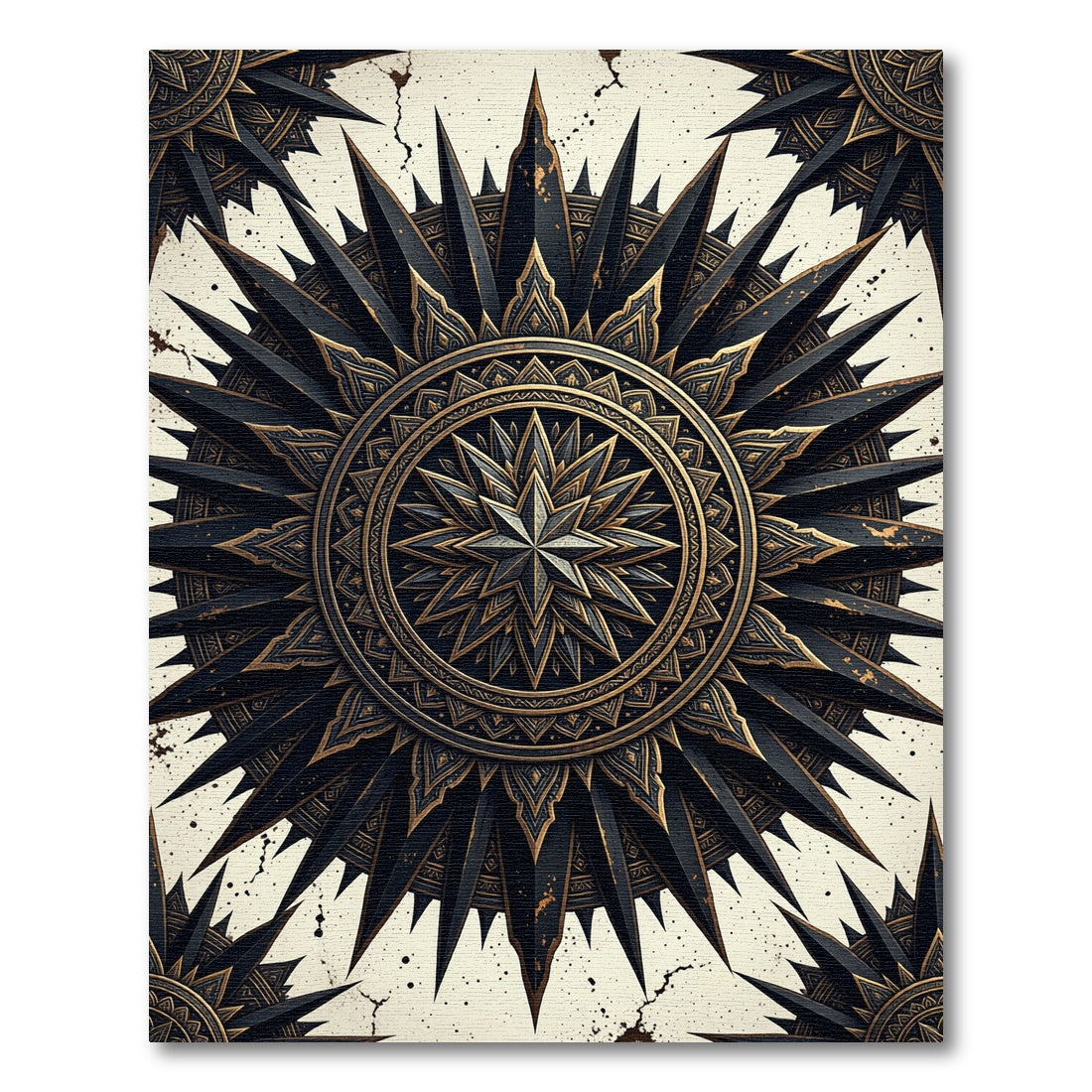 Celestial Gold and Black Starry Medallion Rug