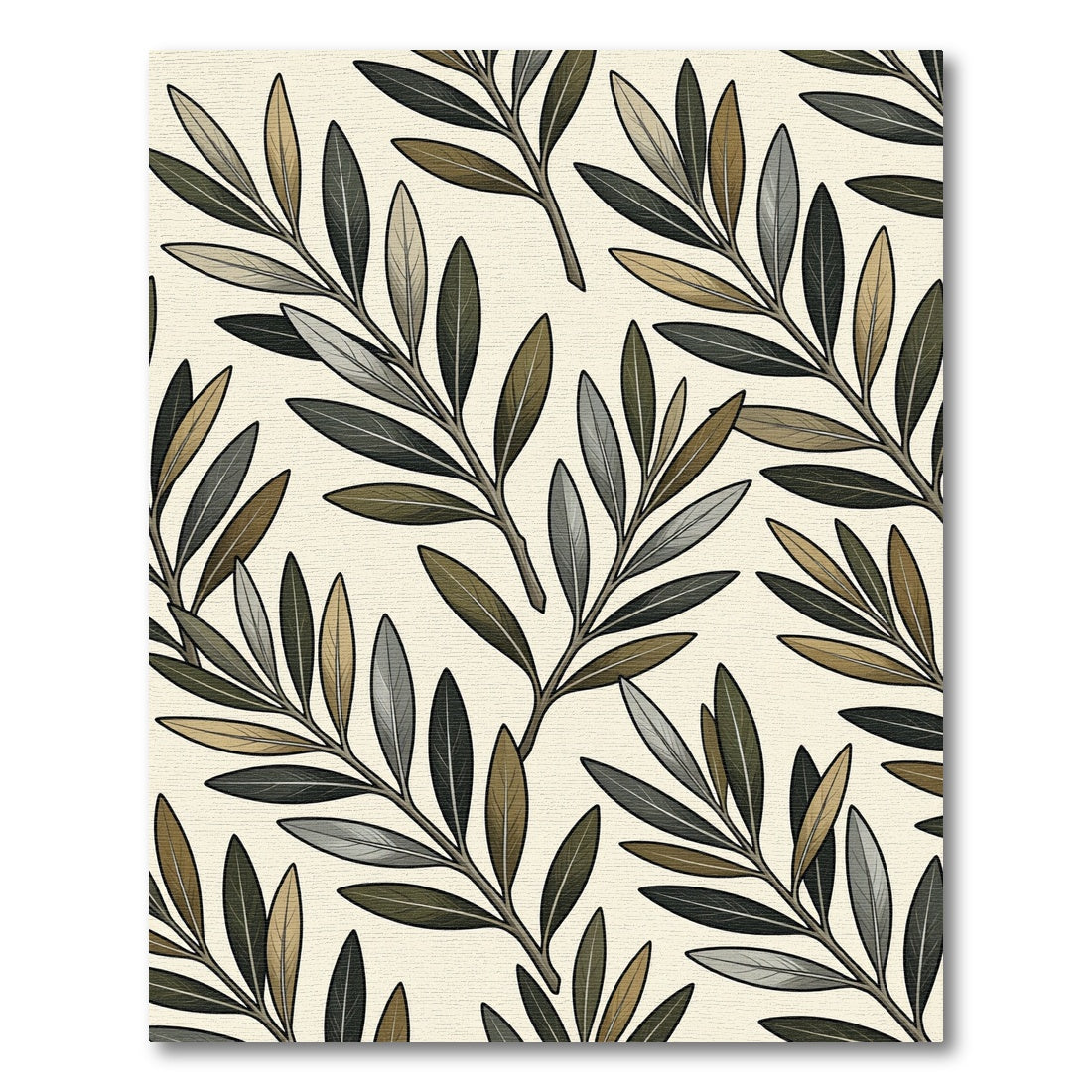 Earthy Olive Branch Medley Rug