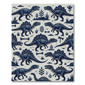 Navy Blue Prehistoric Dinosaur Illustration Rug