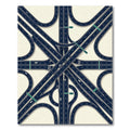 Modern Navy Blue Highway Interchange Geometric Rug