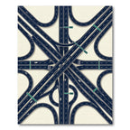 Modern Navy Blue Highway Interchange Geometric Rug