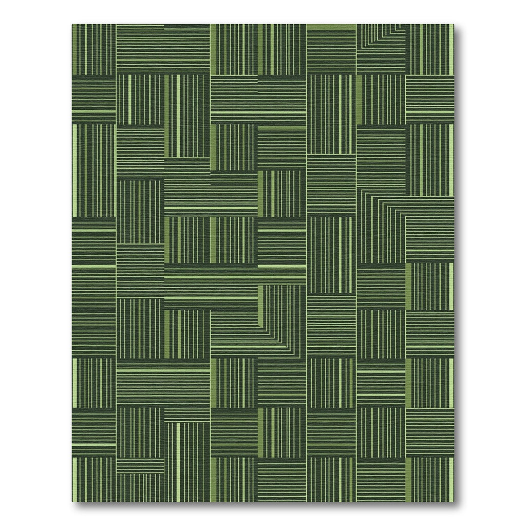 Green Pixelated Grid Lines Rug