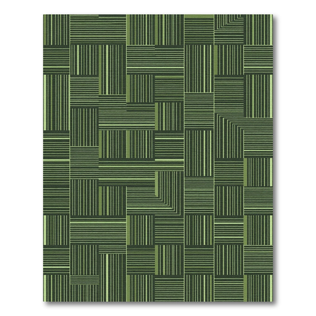 Green Pixelated Grid Lines Rug