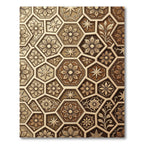 Brown Geometric Floral Medallion Hexagon Rug