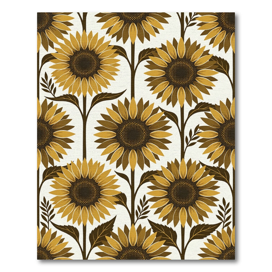 Golden Brown Sunflower Botanical Rug