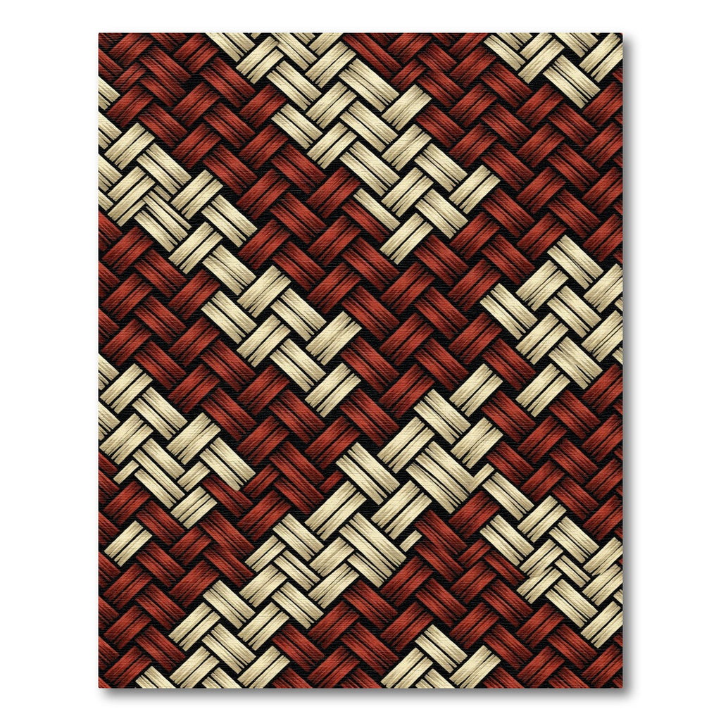 Red Gold Woven Basketweave Texture Rug