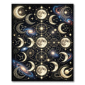 Celestial Lunar Phases Galaxy Gold Art Rug