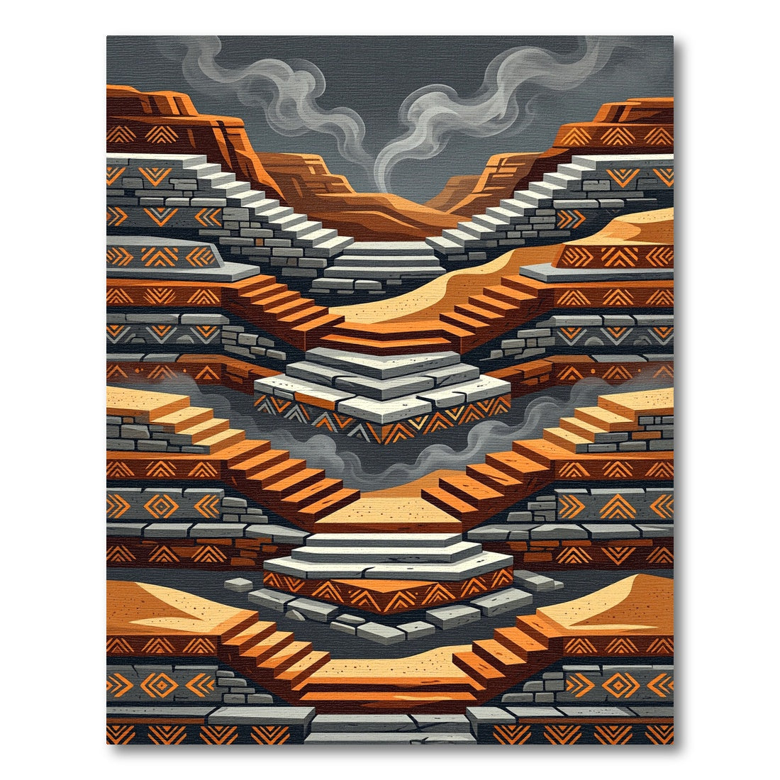 Tribal Terraced Canyon Steps Rug
