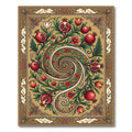 Golden Pomegranate Swirl Floral Art Rug