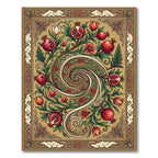 Golden Pomegranate Swirl Floral Art Rug