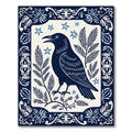 Dark Blue Crow Starry Night Border Rug