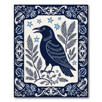Dark Blue Crow Starry Night Border Rug