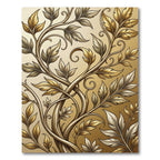 Elegant Golden Foliage Scroll Rug