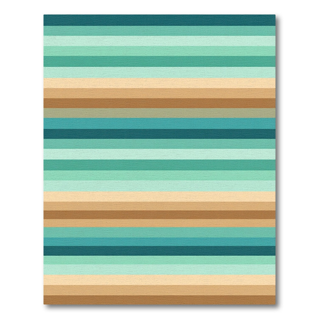 Serene Teal Brown Horizontal Stripes Rug