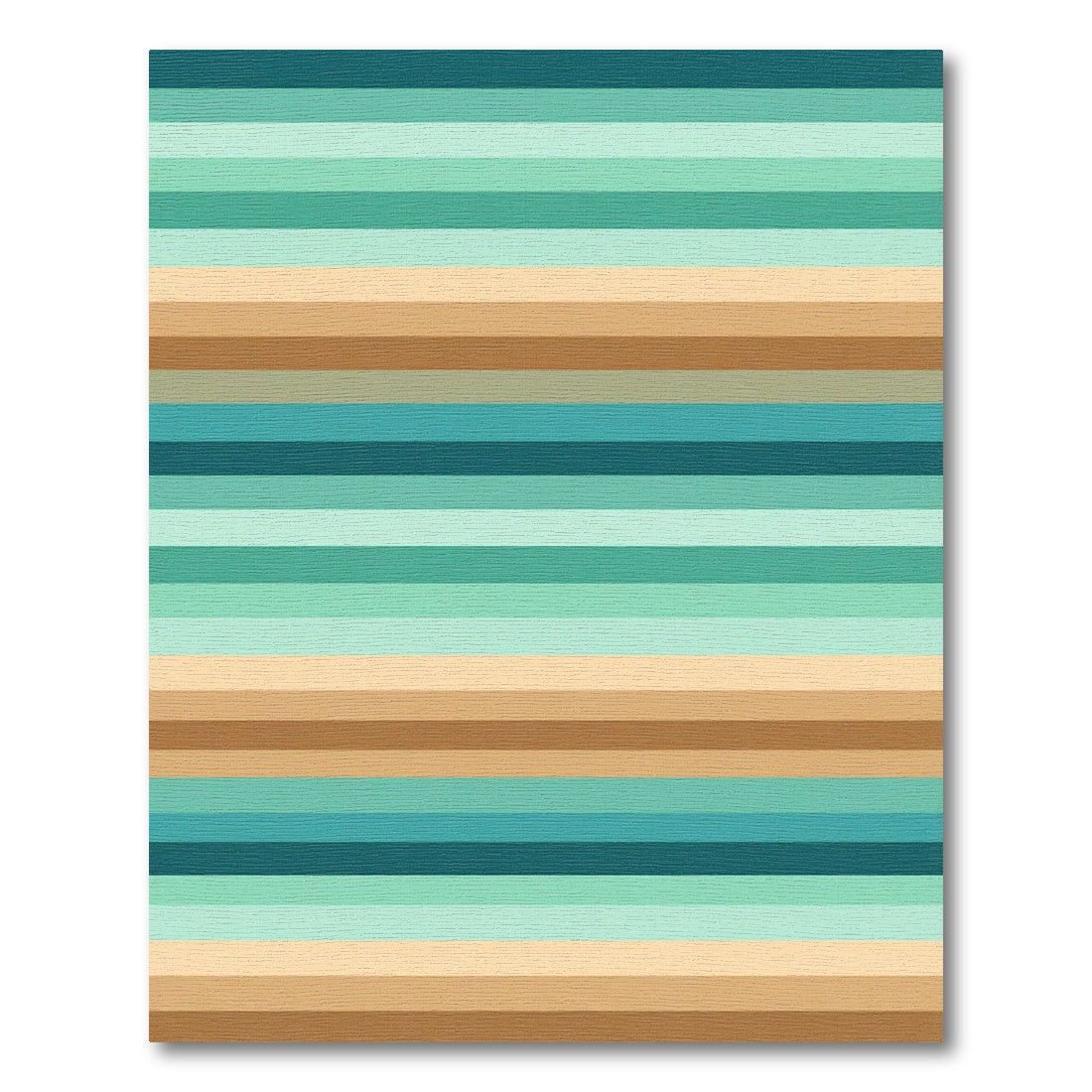 Serene Teal Brown Horizontal Stripes Rug