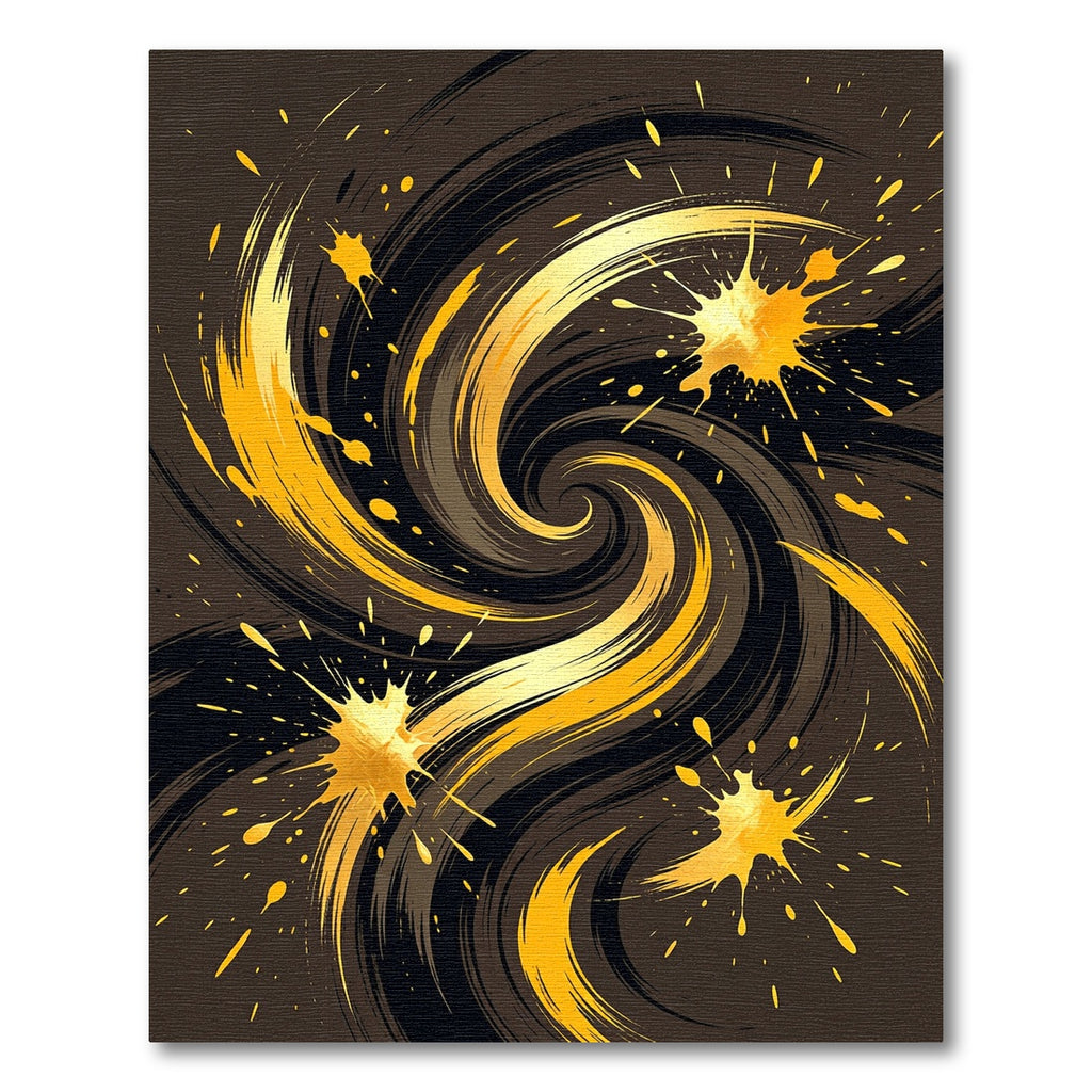 Golden Swirl Abstract Ink Splash Rug