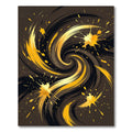 Golden Swirl Abstract Ink Splash Rug