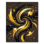 Golden Swirl Abstract Ink Splash Rug
