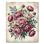Crimson Pink Peony Garden Collage Rug