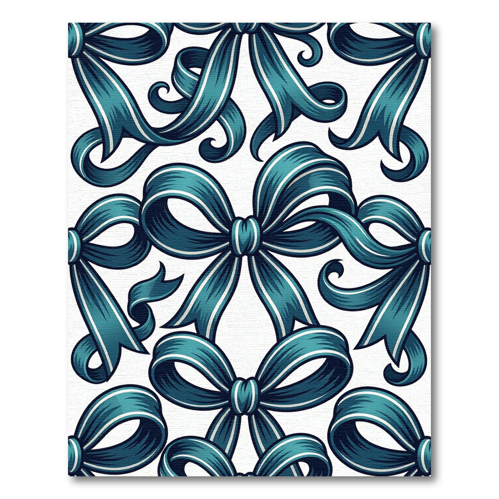 Elegant Teal Ribbons and Bows Rug