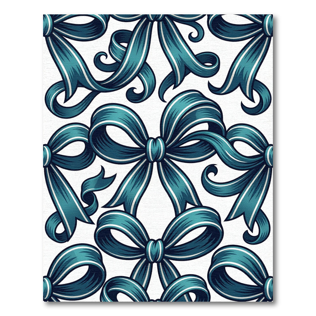Elegant Teal Ribbons and Bows Rug