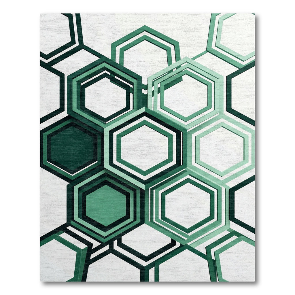 Modern Geometric Emerald Hexagon Grid Rug