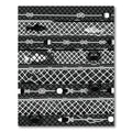 Monochrome Nautical Fish and Crab Grid Rug