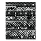 Monochrome Nautical Fish and Crab Grid Rug