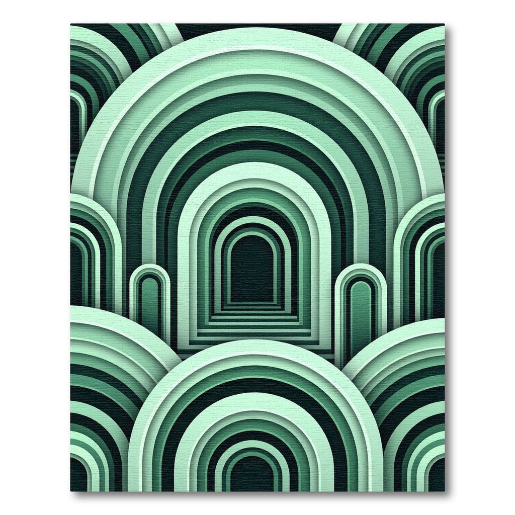 Emerald Mint Layered Arch Geometric Rug