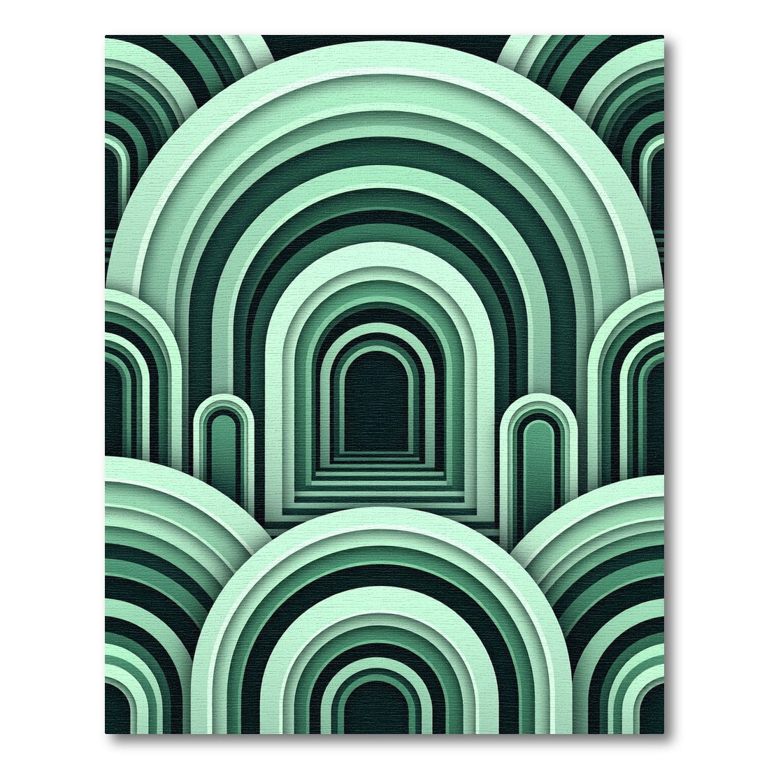 Emerald Mint Layered Arch Geometric Rug