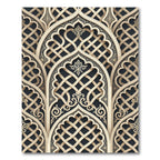 Ornate Cream and Charcoal Lattice Rug