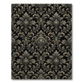 Ornate Charcoal Gold Damask Scroll Rug