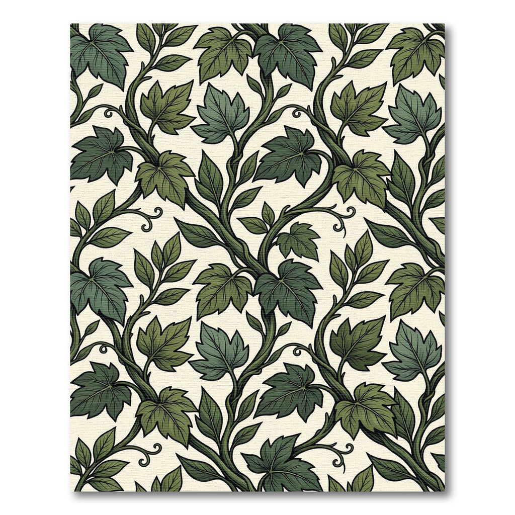 Verdant Green Ivy Vine Floral Rug