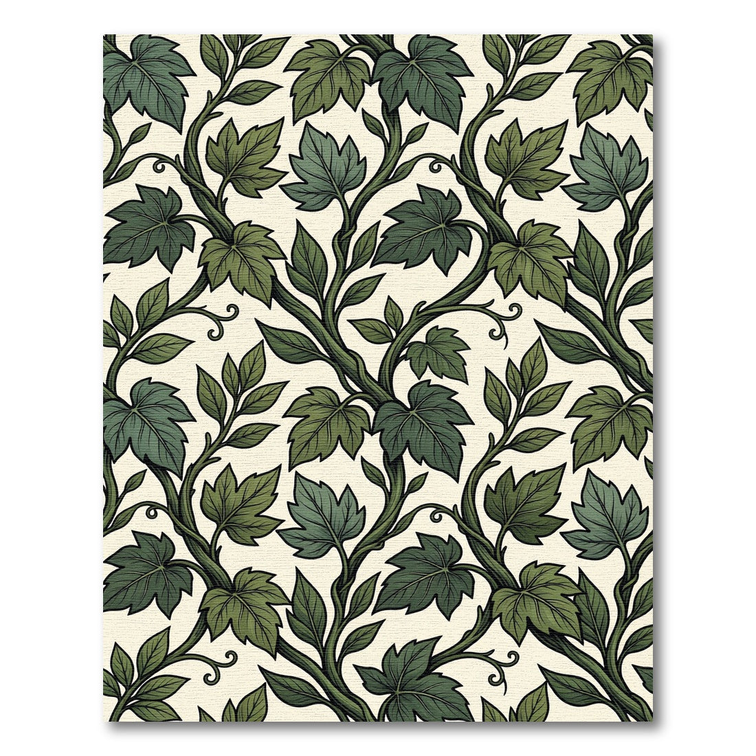 Verdant Green Ivy Vine Floral Rug