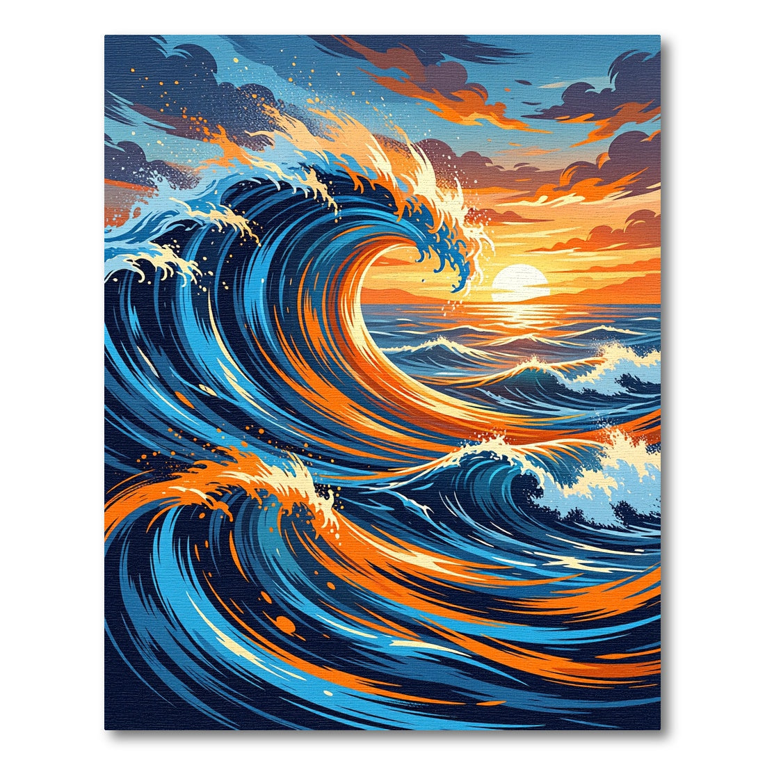 Vibrant Sunset Ocean Wave Abstract Rug