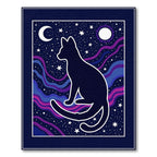 Midnight Cosmic Cat Celestial Waves Rug