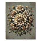 Muted Beige Ethereal Dalia Floral Composition Rug
