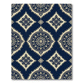 Navy Cream Ikat Radial Medallion Rug