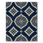 Navy Cream Ikat Radial Medallion Rug