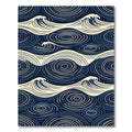 Marine Blue Wave Ripple Art Rug