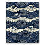 Marine Blue Wave Ripple Art Rug