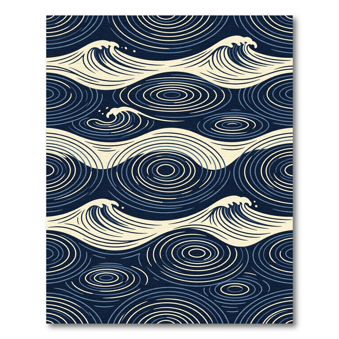 Marine Blue Wave Ripple Art Rug