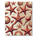 Coastal Red Starfish and Seashell Coral Rug