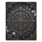 Ornate Charcoal Silver Victorian Medallion Rug