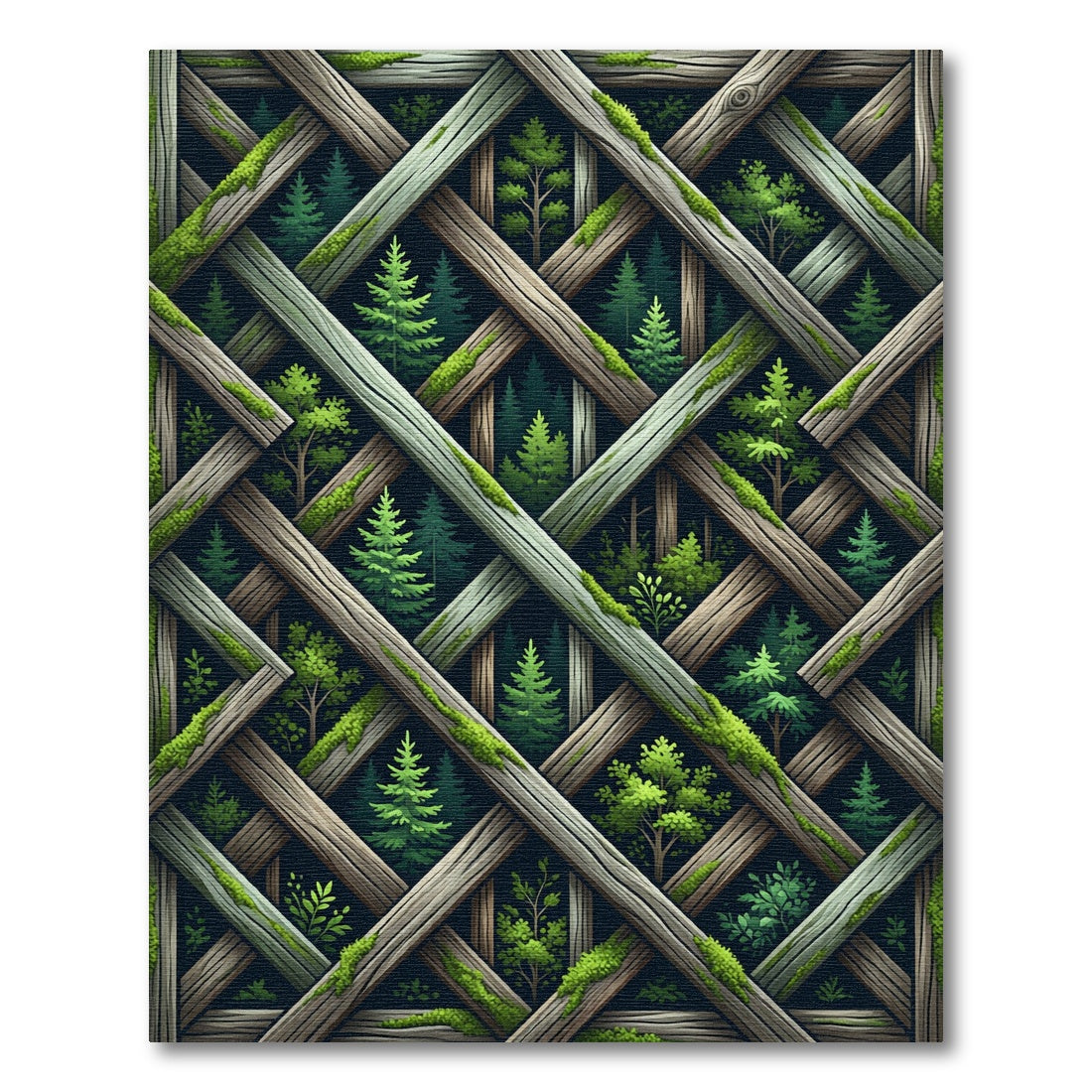 Mossy Lattice Forest Canopy Rug
