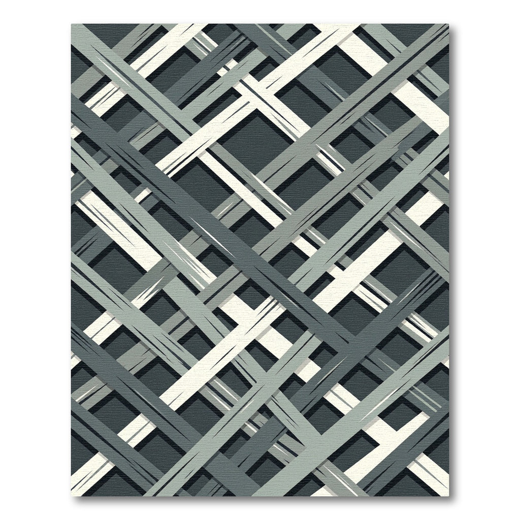 Modern Gray Intersecting Lines Rug